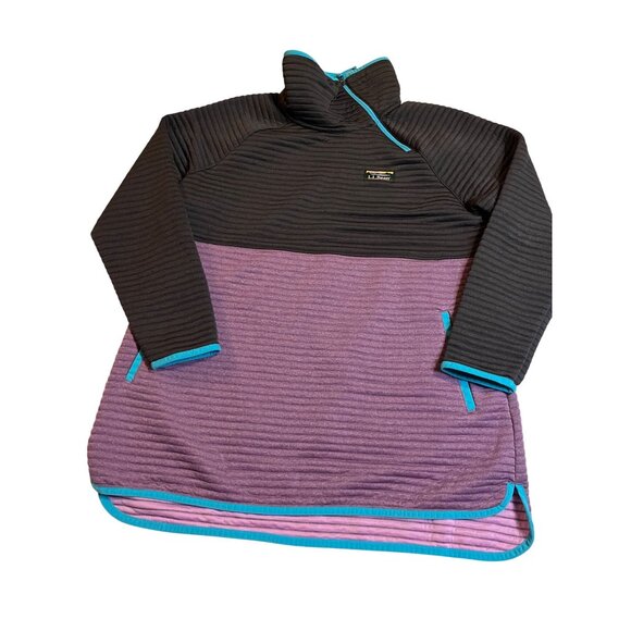 L.L.Bean Womens Airlight Knit Asymmetrical Quarter-Zip Tunic M petite Colorblock - Picture 3 of 12